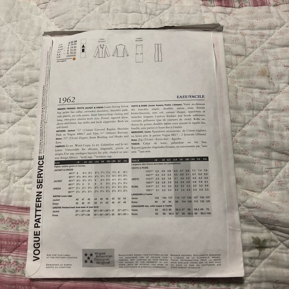 Oscar de la Renta Vogue pattern 1962-14-16-18. Cut to 18. Dress and overcoat - Picture 7 of 7